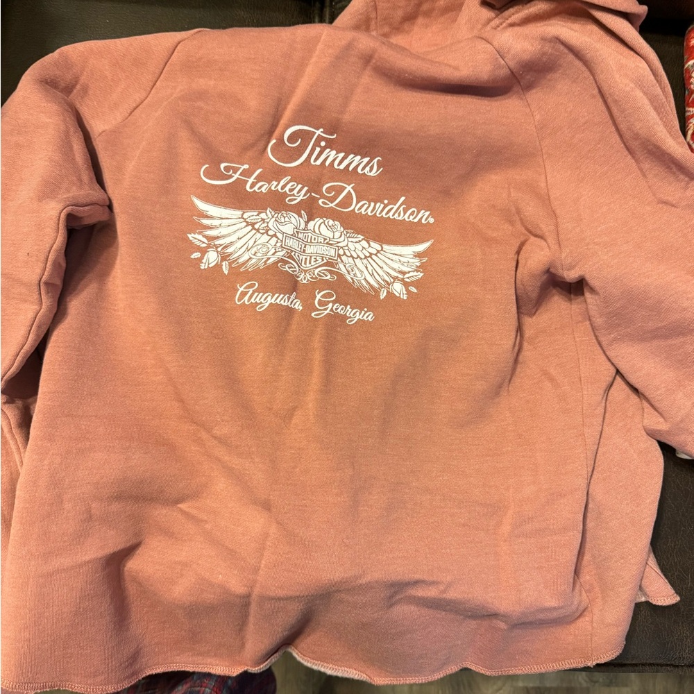 Harley-Davidson Dusty Pink Hoodie with Winged Graphic